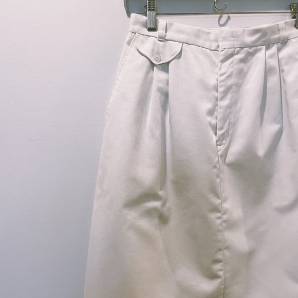 Vintage 80s Silver Unicorn White High Waisted Cotton Pleated A-line Midi Skirt - Picture 6 of 11